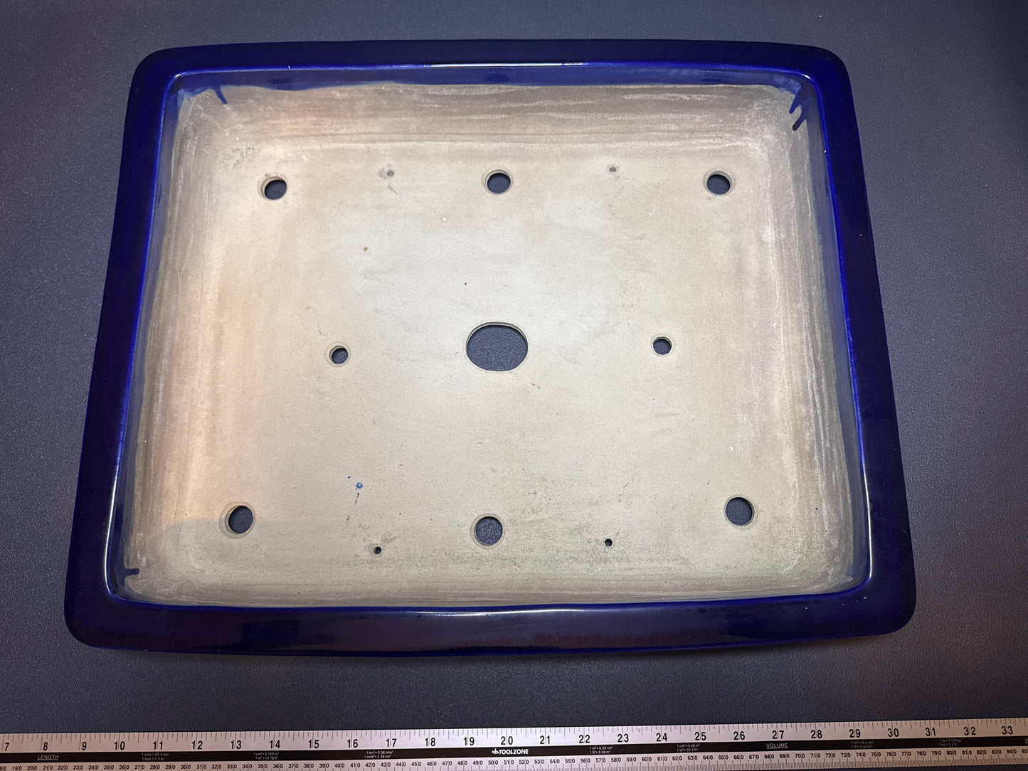 TERAHATA Mazan (Mayama Mazan) 常滑 49cm Rectangular Glazed (Ruri-iro)