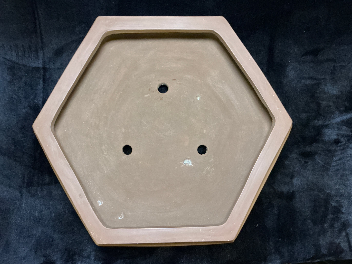 Antique Bonsai Pot – Taisho Era (1912–1926) – Watanabe Keizo (渡辺慶三), Tokoname (常滑) - 45cm Hexagonal