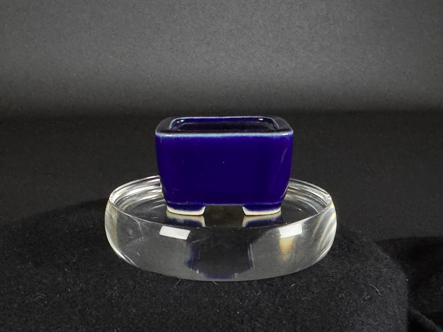 AOKA, Shito-Size Bonsai Pot, 4.0cm, Square, Lapis Lazuli Glaze