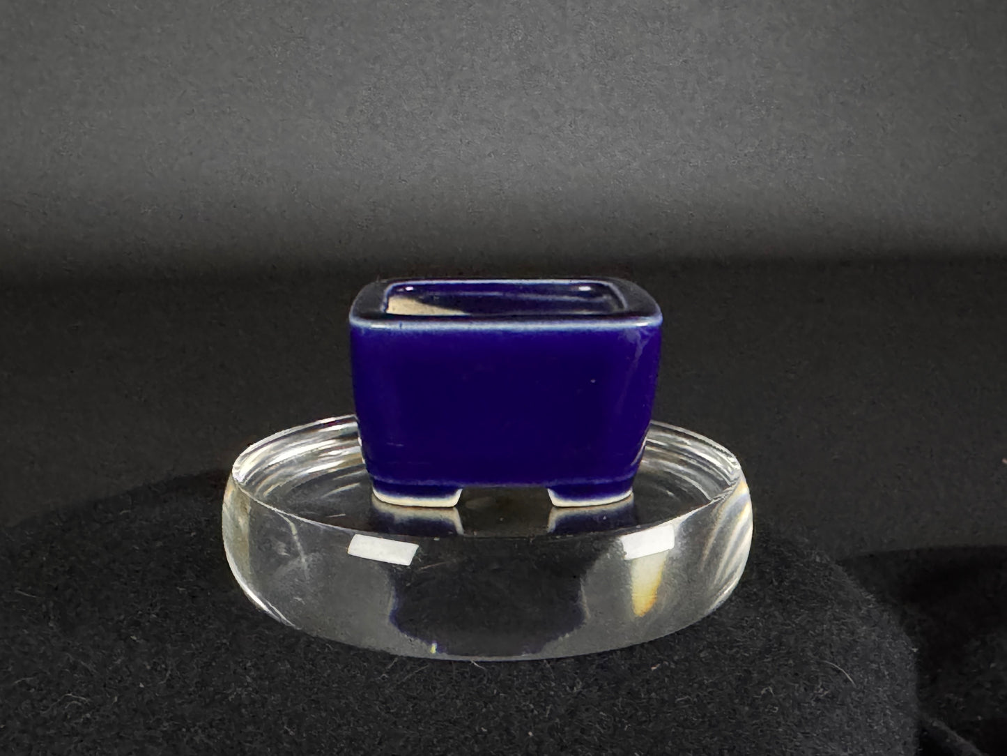 AOKA, Shito-Size Bonsai Pot, 4.0cm, Square, Lapis Lazuli Glaze