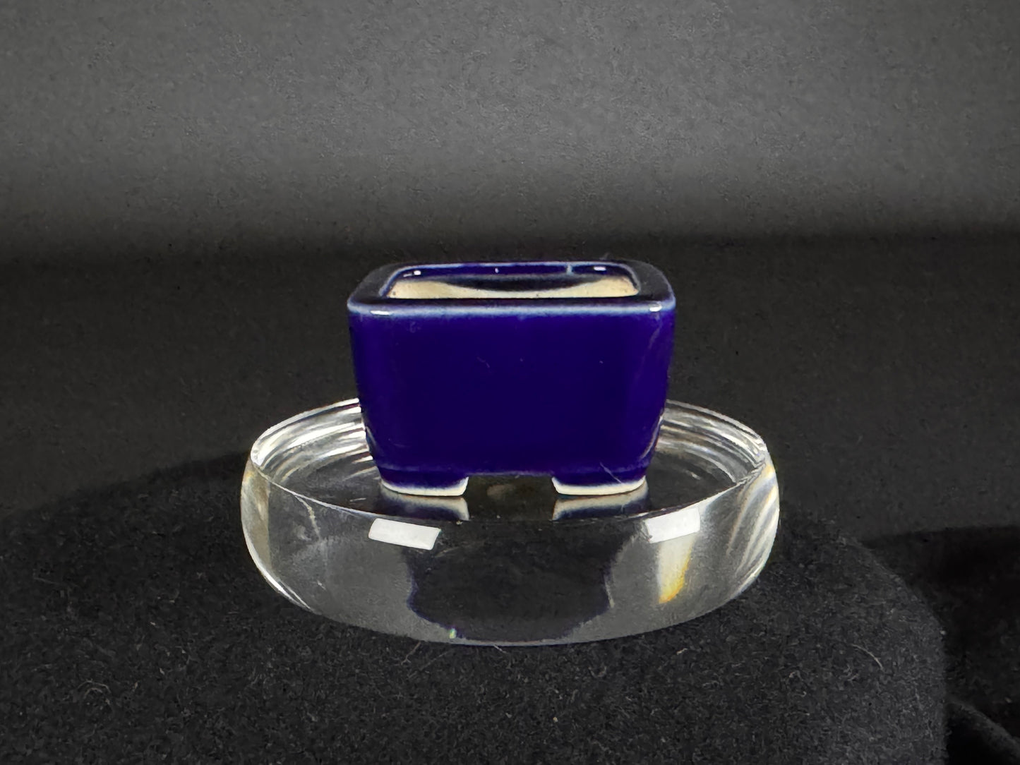 AOKA, Shito-Size Bonsai Pot, 4.0cm, Square, Lapis Lazuli Glaze