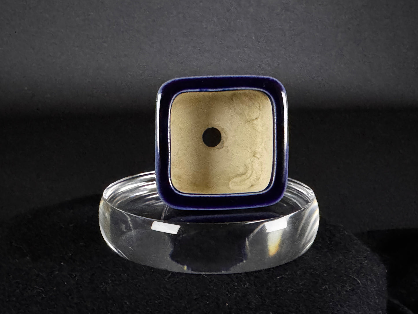 AOKA, Shito-Size Bonsai Pot, 4.0cm, Square, Lapis Lazuli Glaze
