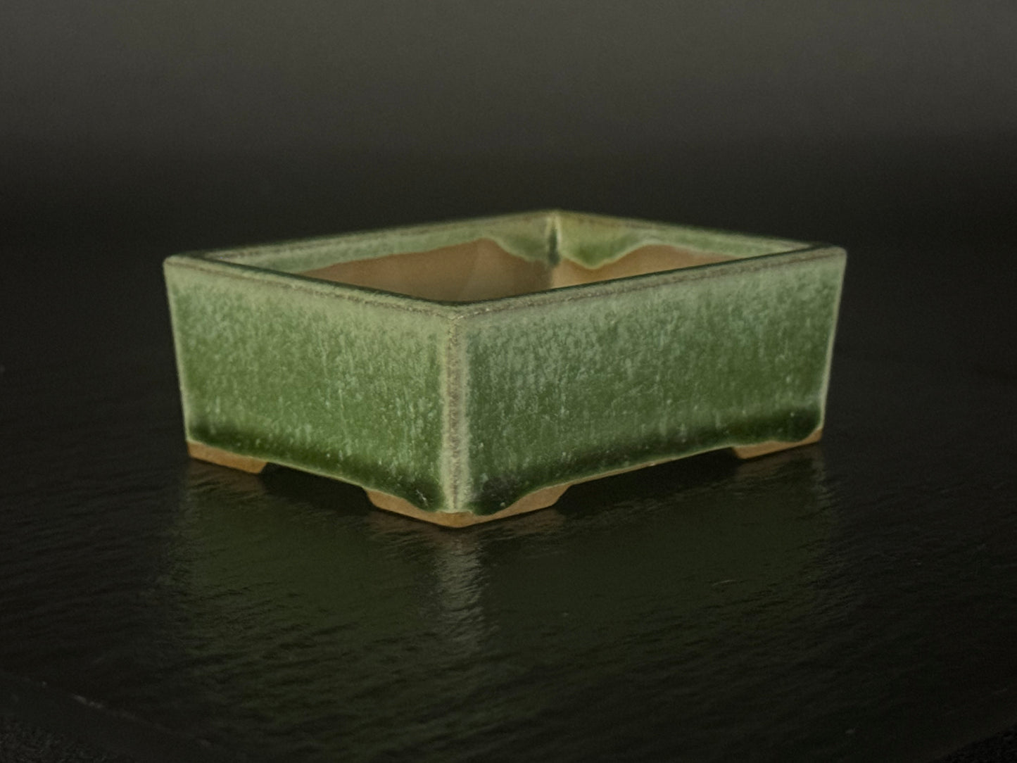 YOZAN  耀山Tokoname 9.2cm Rectangular Green Oribe Glaze