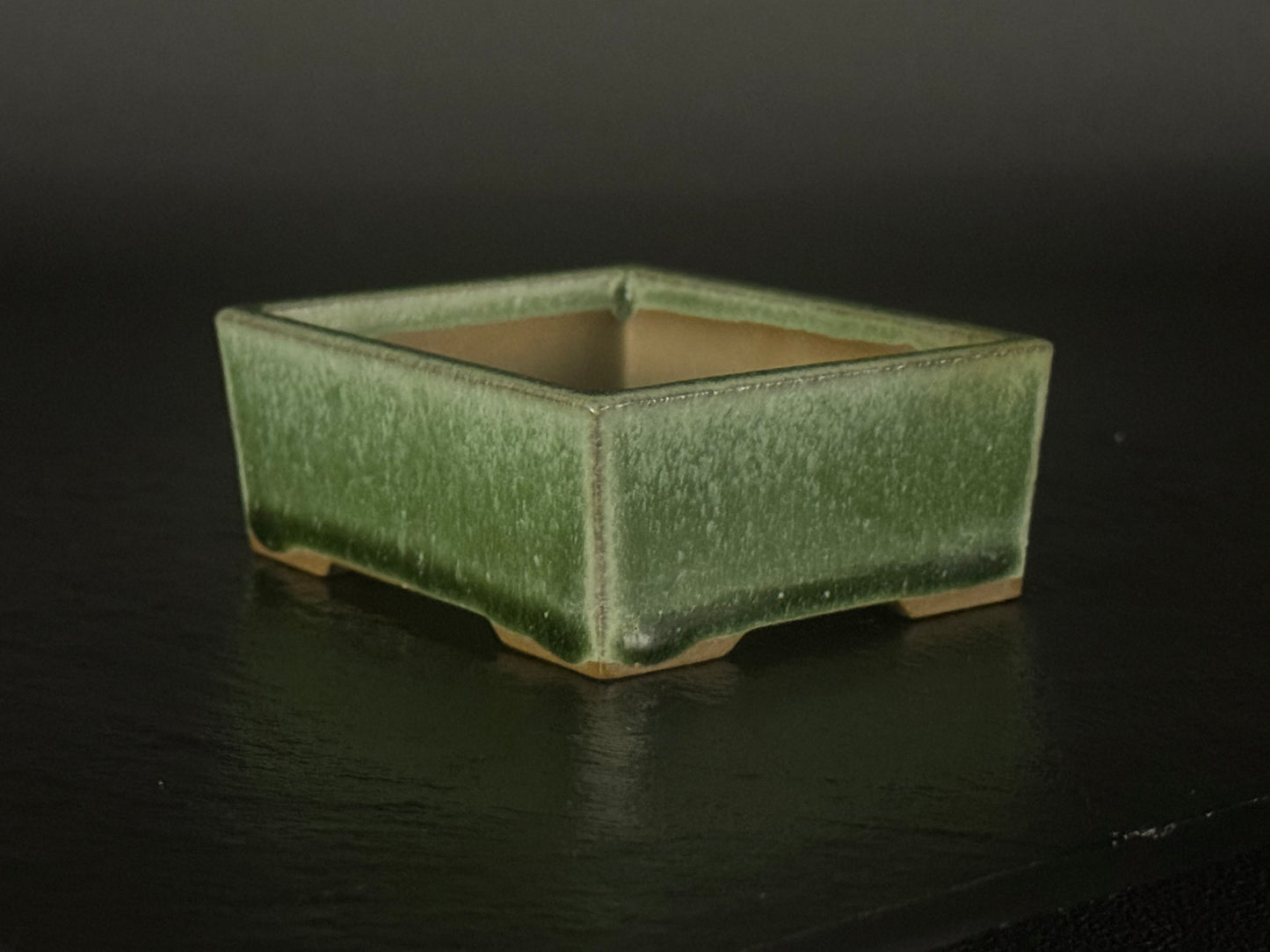 YOZAN  耀山Tokoname 9.2cm Rectangular Green Oribe Glaze