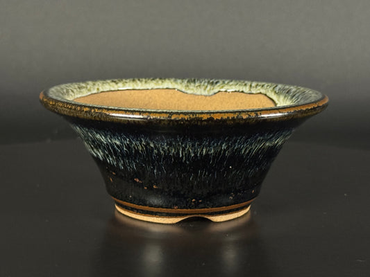 Koshiwara-yaki常滑Flared round 12.9cm Cucumber Glaze