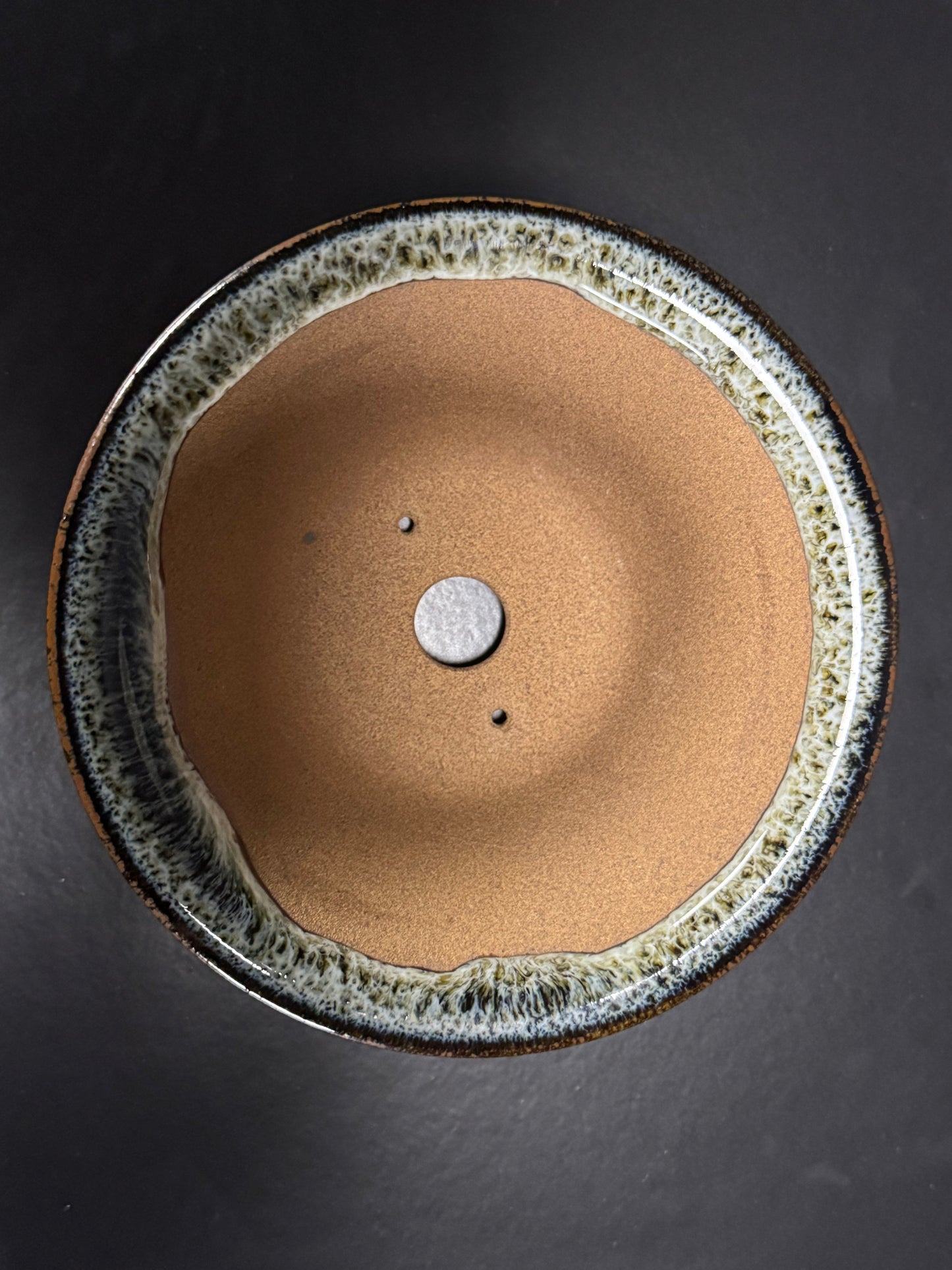 Koshiwara-yaki常滑Flared round 12.9cm Cucumber Glaze