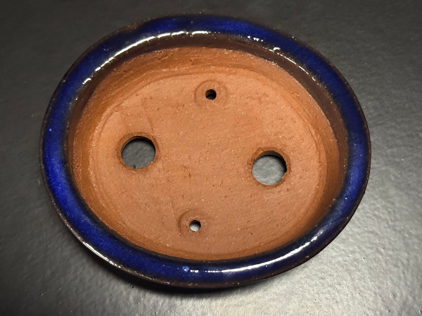 EIMEI; (Hideaki Shimizu) 常滑oval, lapis lazuli glazed 9.5cm