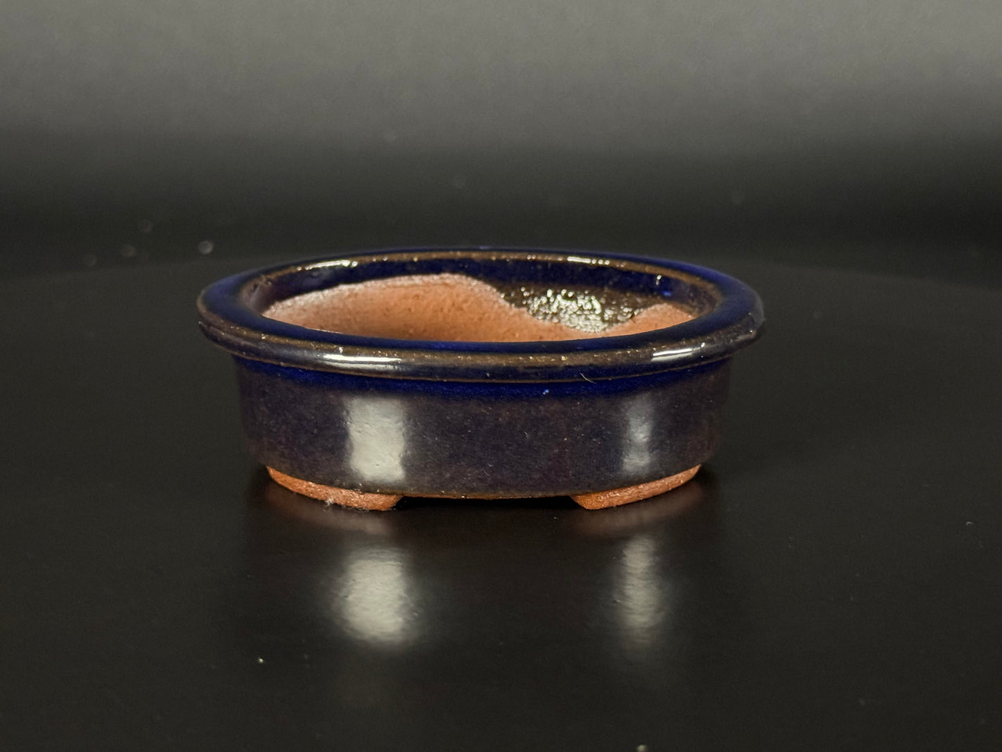 EIMEI; (Hideaki Shimizu) 常滑oval, lapis lazuli glazed 9.5cm