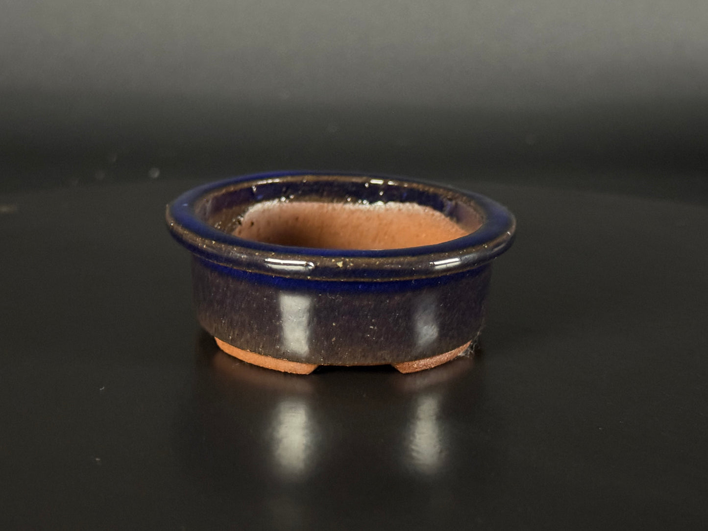 EIMEI; (Hideaki Shimizu) 常滑oval, lapis lazuli glazed 9.5cm