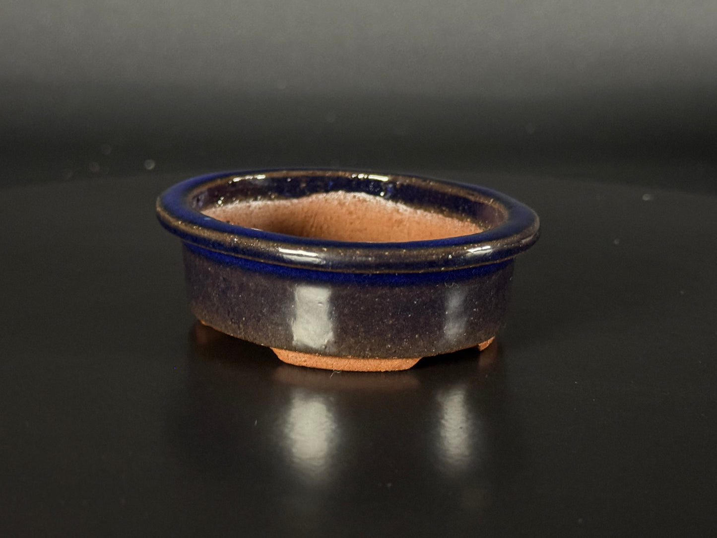 EIMEI; (Hideaki Shimizu) 常滑oval, lapis lazuli glazed 9.5cm