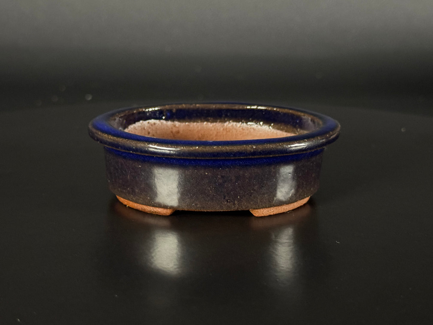 EIMEI; (Hideaki Shimizu) 常滑oval, lapis lazuli glazed 9.5cm