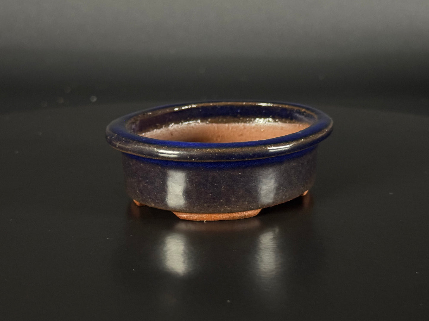 EIMEI; (Hideaki Shimizu) 常滑oval, lapis lazuli glazed 9.5cm
