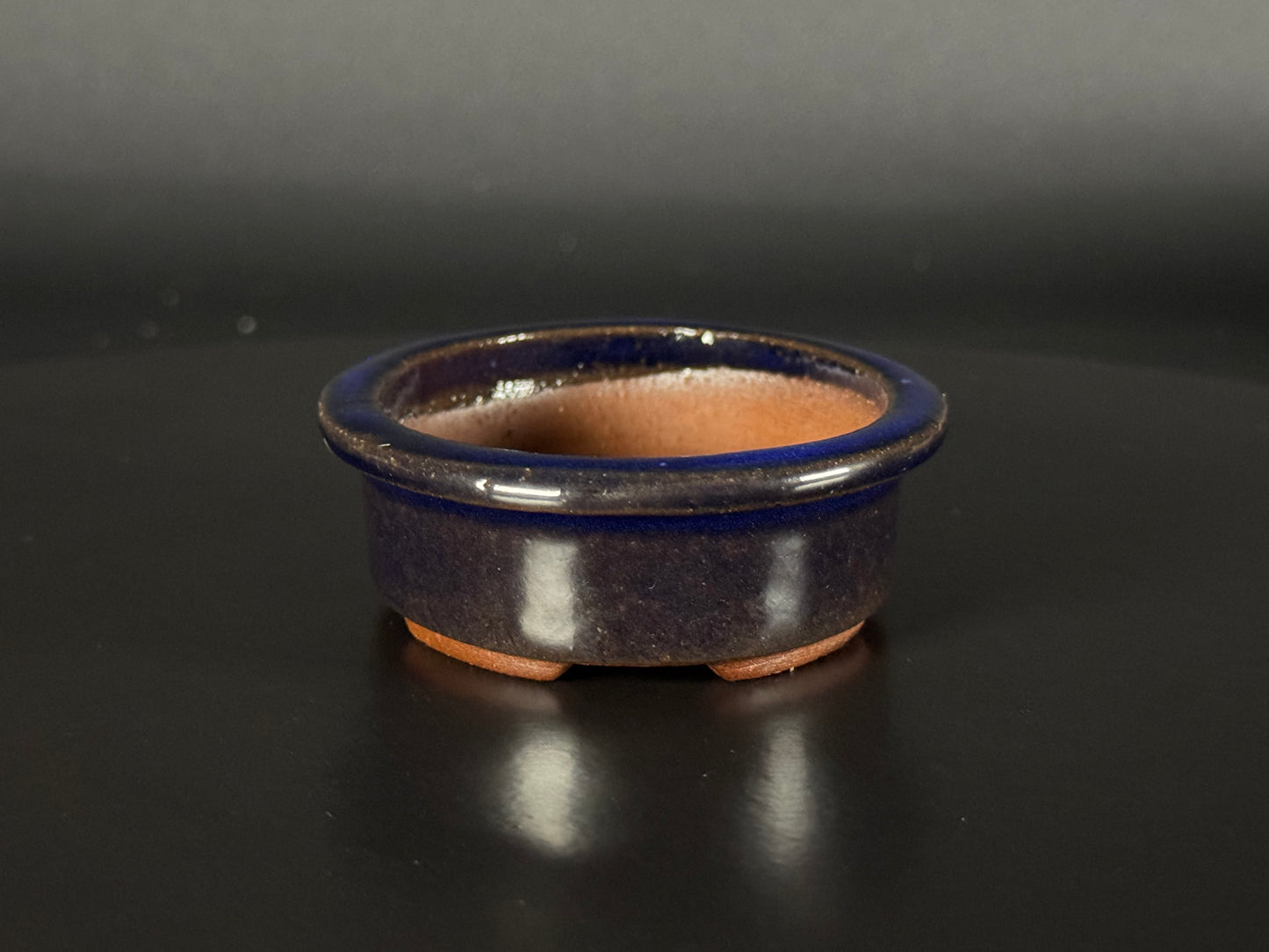 EIMEI; (Hideaki Shimizu) 常滑oval, lapis lazuli glazed 9.5cm