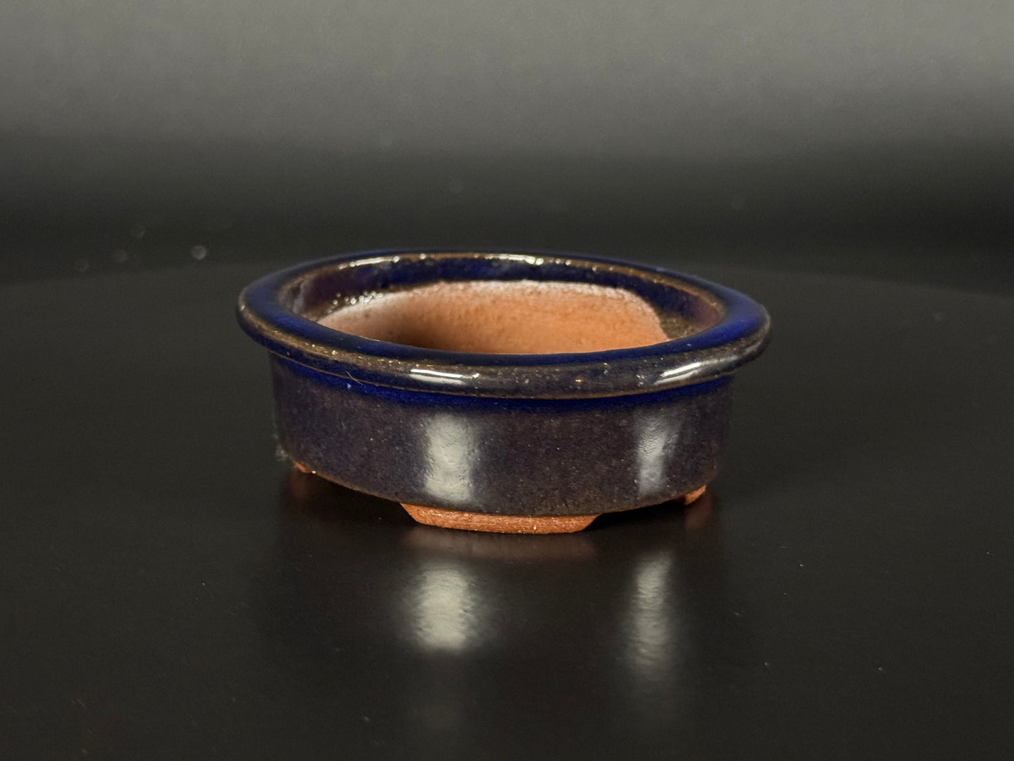 EIMEI; (Hideaki Shimizu) 常滑oval, lapis lazuli glazed 9.5cm