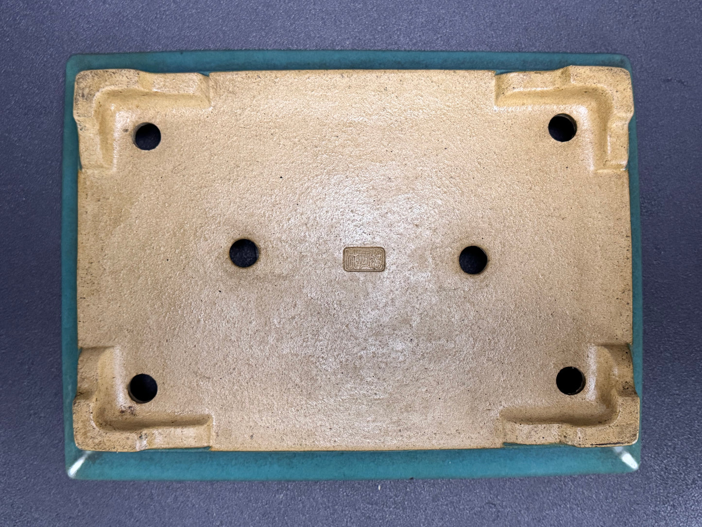 REIHO (Kataoka Katsushi, 片岡勝志) "爪描き" - 常滑– 38.5cm Rectangular Bonsai Pot | Cobalt Blue Glaze