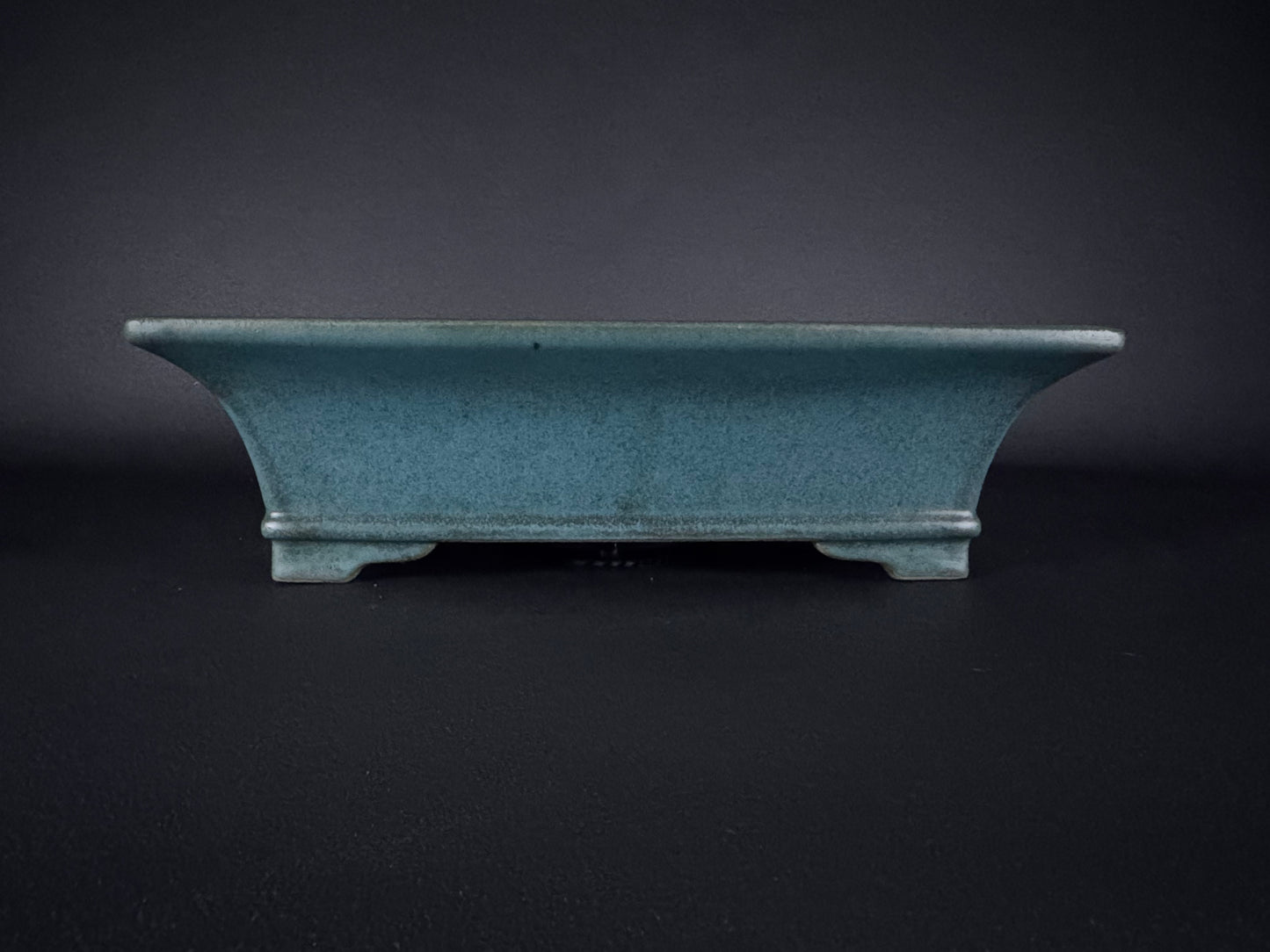 REIHO (Kataoka Katsushi, 片岡勝志) "爪描き" - 常滑– 38.5cm Rectangular Bonsai Pot | Cobalt Blue Glaze