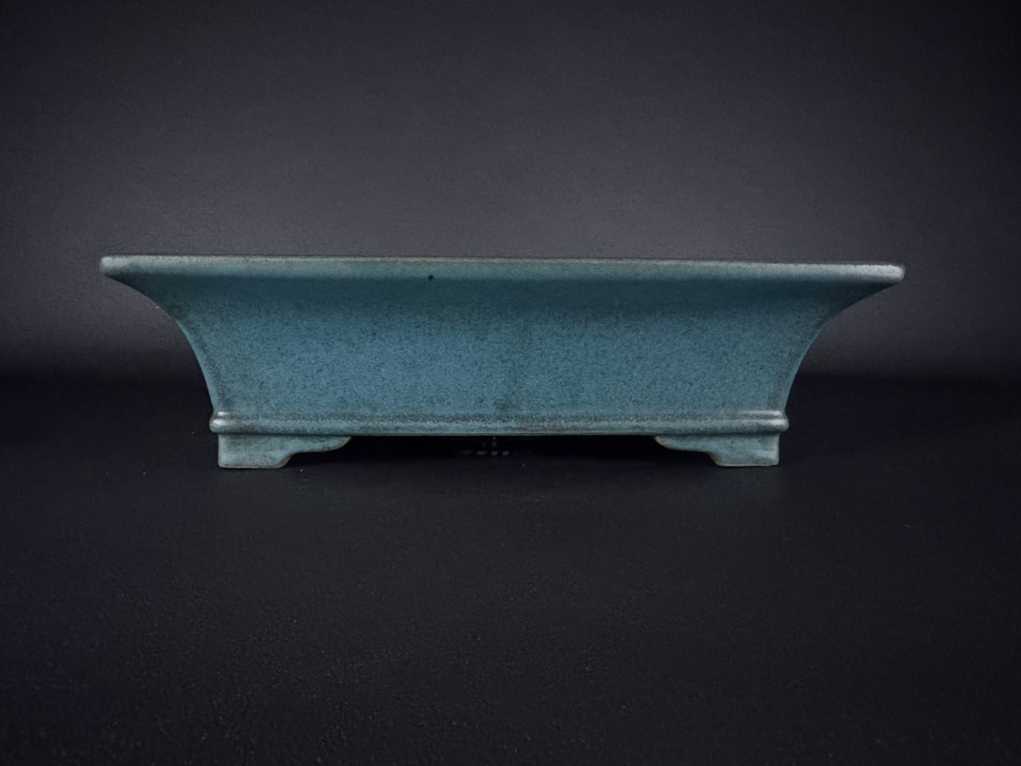REIHO (Kataoka Katsushi, 片岡勝志) "爪描き" - 常滑– 38.5cm Rectangular Bonsai Pot | Cobalt Blue Glaze