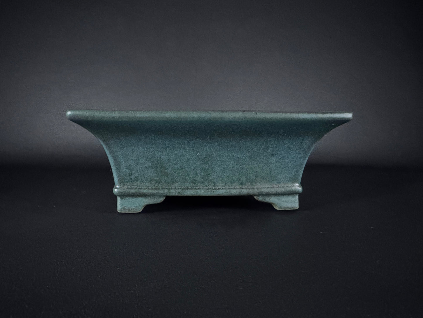 REIHO (Kataoka Katsushi, 片岡勝志) "爪描き" - 常滑– 38.5cm Rectangular Bonsai Pot | Cobalt Blue Glaze
