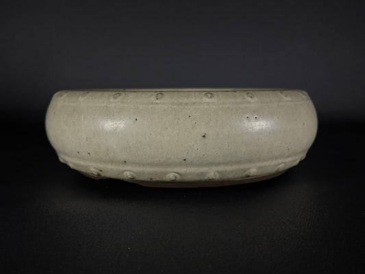 YAMAAKI 3rd Generation (Kataoka Toshio) "爪描き"- 常滑-26.0cm 白釉丸鉢 White-Glazed Round