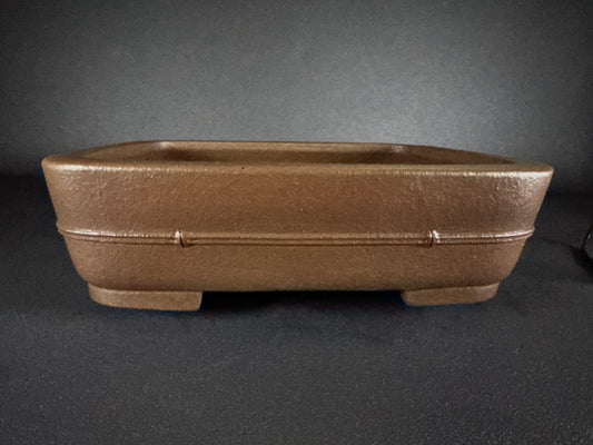 KEIZAN Hisada 久山 桂山 - 常滑 –36.6cm Rectangular unglazed Bamboo motif 竹の意匠 Unglazed Hand Signed