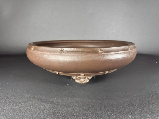 YAMAAKI 3rd Generation (Kataoka Toshio) "爪描き"- 常滑-35.5 Ribbed Demon-Footed Round Pot 35.5cm