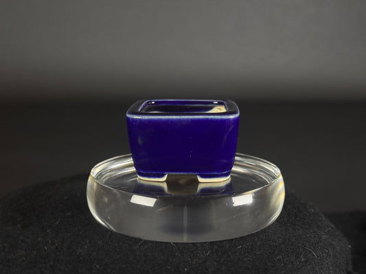 AOKA, Shito-Size Bonsai Pot, 4.0cm, Square, Lapis Lazuli Glaze