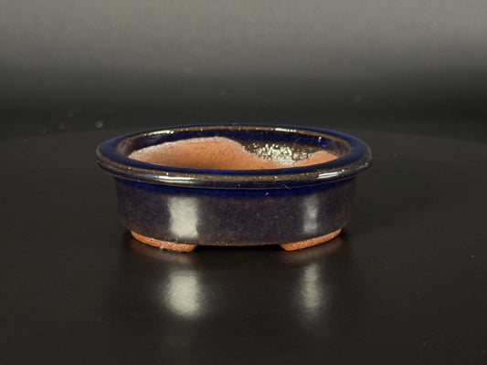 EIMEI; (Hideaki Shimizu) 常滑oval, lapis lazuli glazed 9.5cm