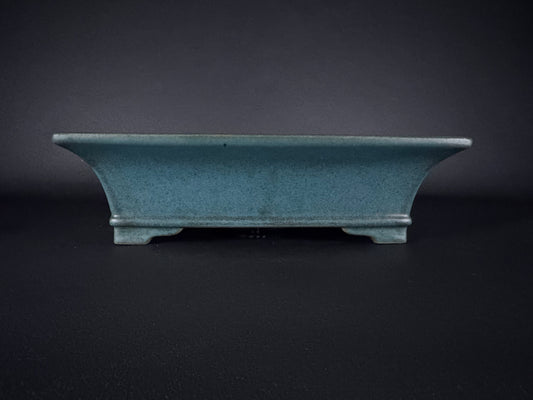 REIHO (Kataoka Katsushi) – 38.5cm Rectangular Bonsai Pot | Cobalt Blue Glaze