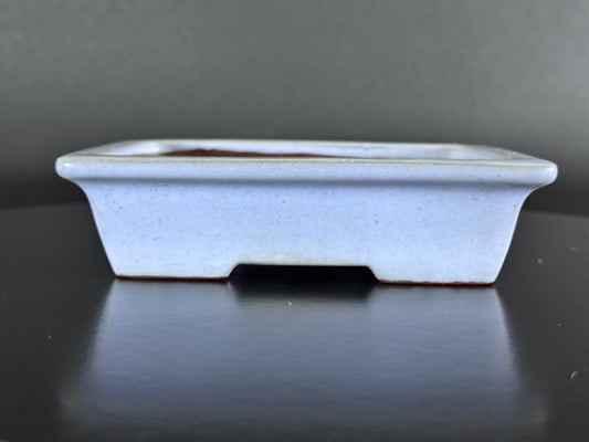 IKKO一洸 (Watanabe Kazuhiro 渡邉一弘) – 常滑 - 15.0cm Rectangular Light Blue Kinyo Glazed Bonsai Pot（長方鉢・淡青均窯釉）