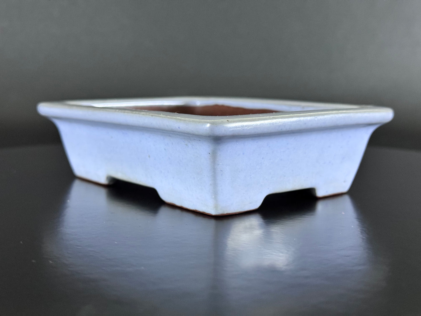 IKKO一洸 (Watanabe Kazuhiro 渡邉一弘) – 常滑 - 15.0cm Rectangular Light Blue Kinyo Glazed Bonsai Pot（長方鉢・淡青均窯釉）