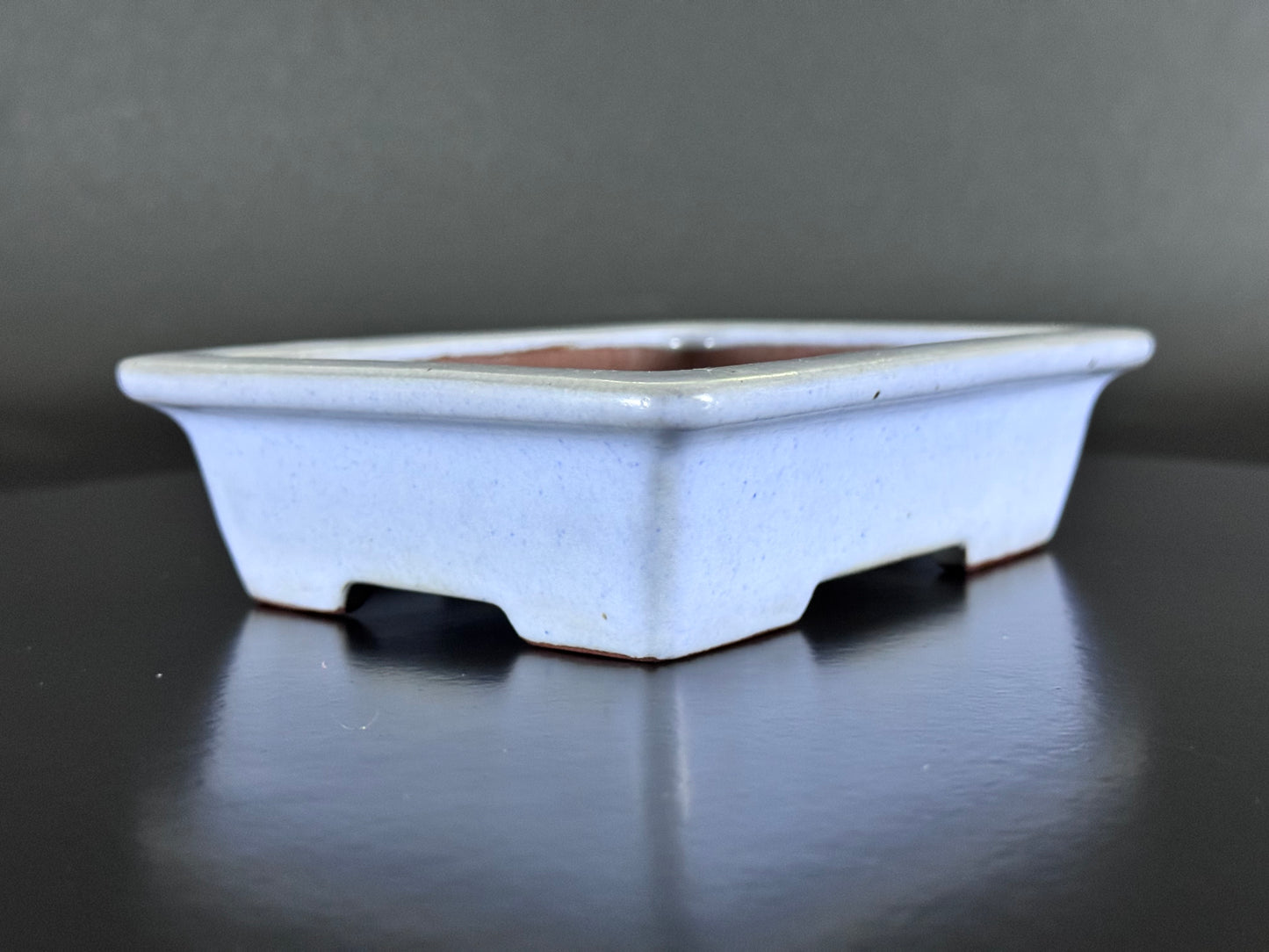 IKKO一洸 (Watanabe Kazuhiro 渡邉一弘) – 常滑 - 15.0cm Rectangular Light Blue Kinyo Glazed Bonsai Pot（長方鉢・淡青均窯釉）