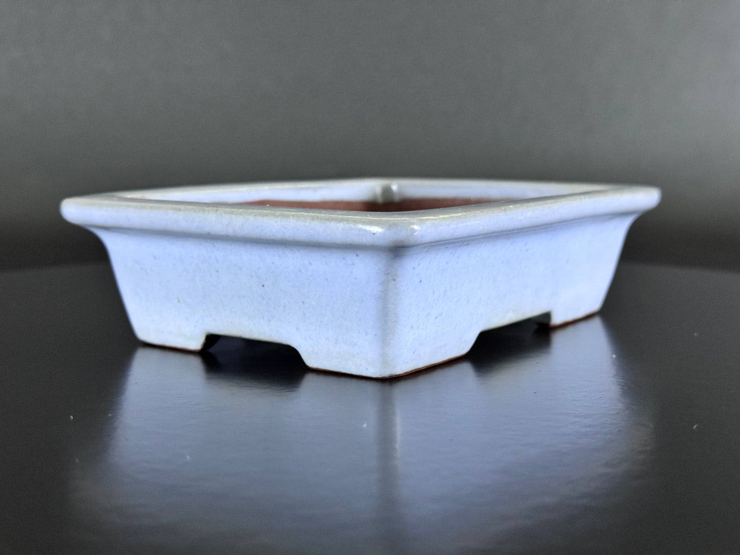 IKKO一洸 (Watanabe Kazuhiro 渡邉一弘) – 常滑 - 15.0cm Rectangular Light Blue Kinyo Glazed Bonsai Pot（長方鉢・淡青均窯釉）