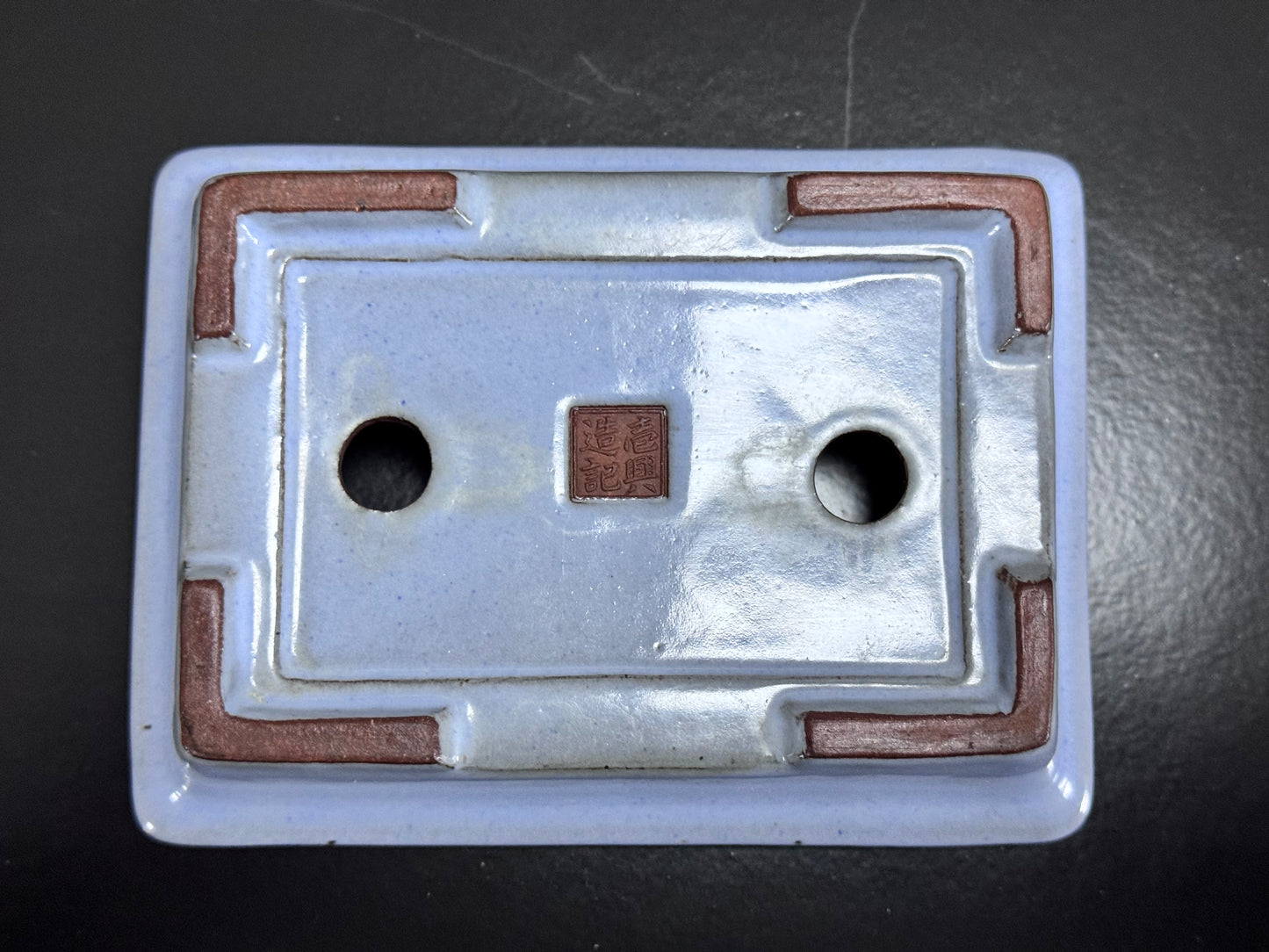 IKKO一洸 (Watanabe Kazuhiro 渡邉一弘) – 常滑 - 15.0cm Rectangular Light Blue Kinyo Glazed Bonsai Pot（長方鉢・淡青均窯釉）