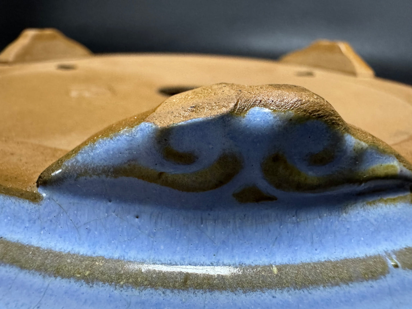 Kousen 光泉  - 常滑 – 24.8cm Round Light Blue Glazed Bonsai Pot（丸鉢・淡青釉）