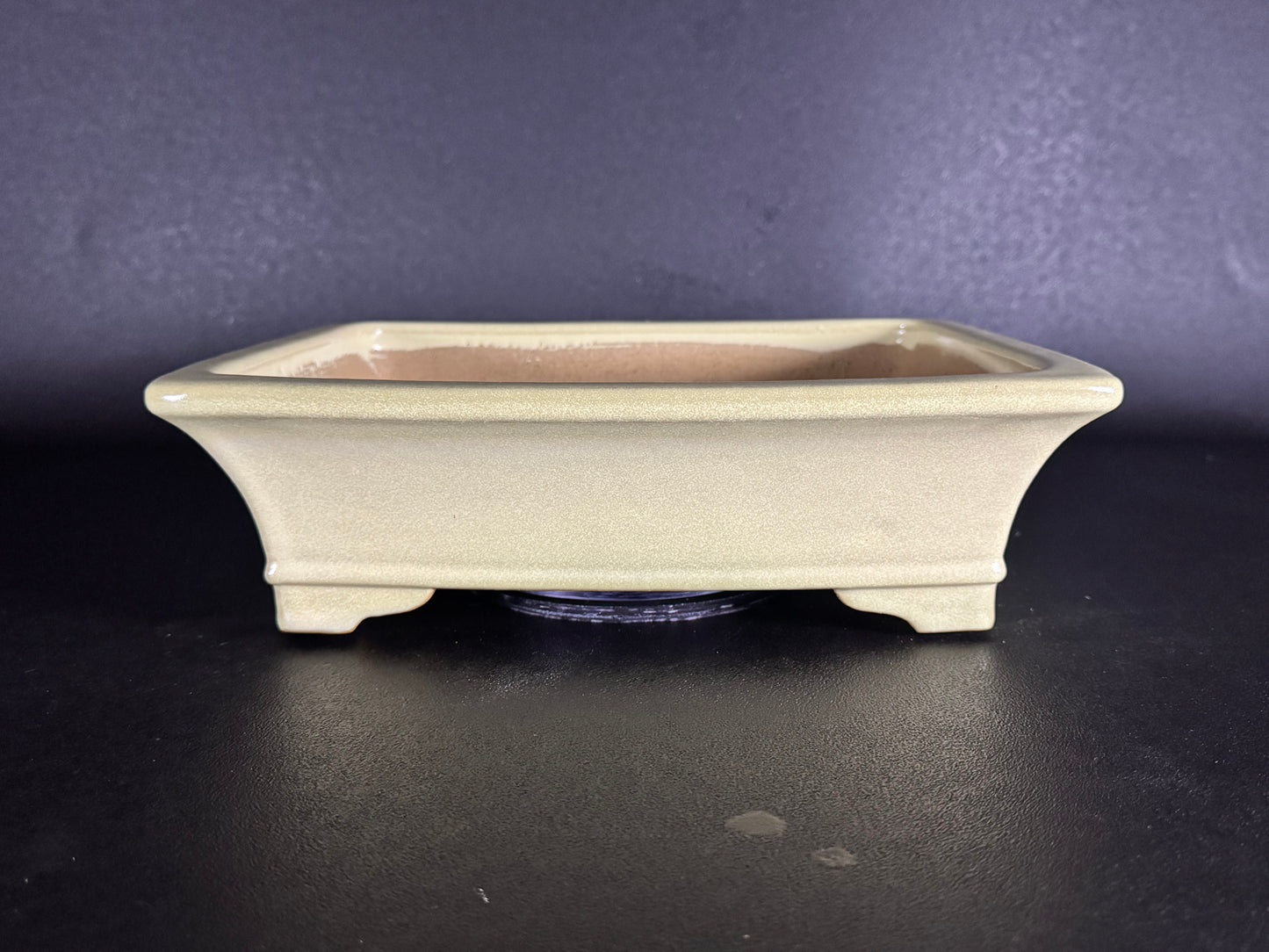 Yamafusa Koie 山房鯉江 — 4th Generation / Sambo 四代目 山房 — Tokoname, Aichi（常滑市）— 31.2cm Rectangular Light Cream Glazed Bonsai Pot（長方鉢・淡クリーム釉）