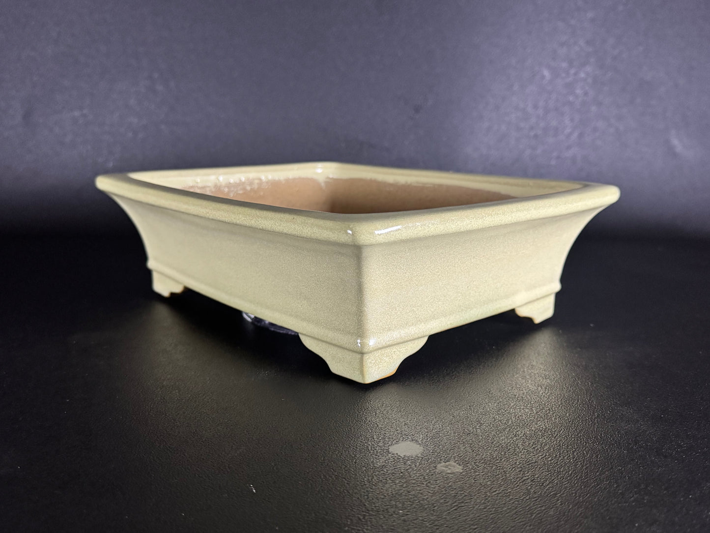 Yamafusa Koie 山房鯉江 — 4th Generation / Sambo 四代目 山房 — Tokoname, Aichi（常滑市）— 31.2cm Rectangular Light Cream Glazed Bonsai Pot（長方鉢・淡クリーム釉）