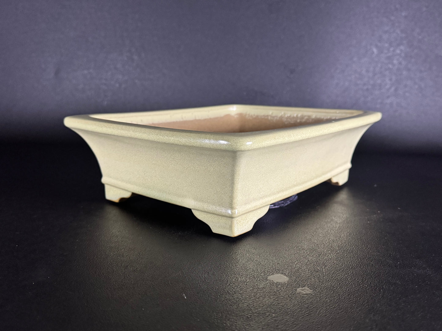 Yamafusa Koie 山房鯉江 — 4th Generation / Sambo 四代目 山房 — Tokoname, Aichi（常滑市）— 31.2cm Rectangular Light Cream Glazed Bonsai Pot（長方鉢・淡クリーム釉）