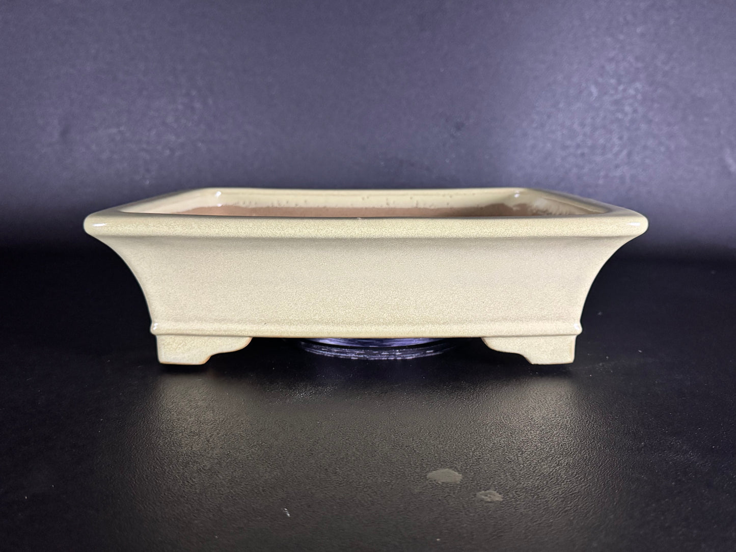 Yamafusa Koie 山房鯉江 — 4th Generation / Sambo 四代目 山房 — Tokoname, Aichi（常滑市）— 31.2cm Rectangular Light Cream Glazed Bonsai Pot（長方鉢・淡クリーム釉）