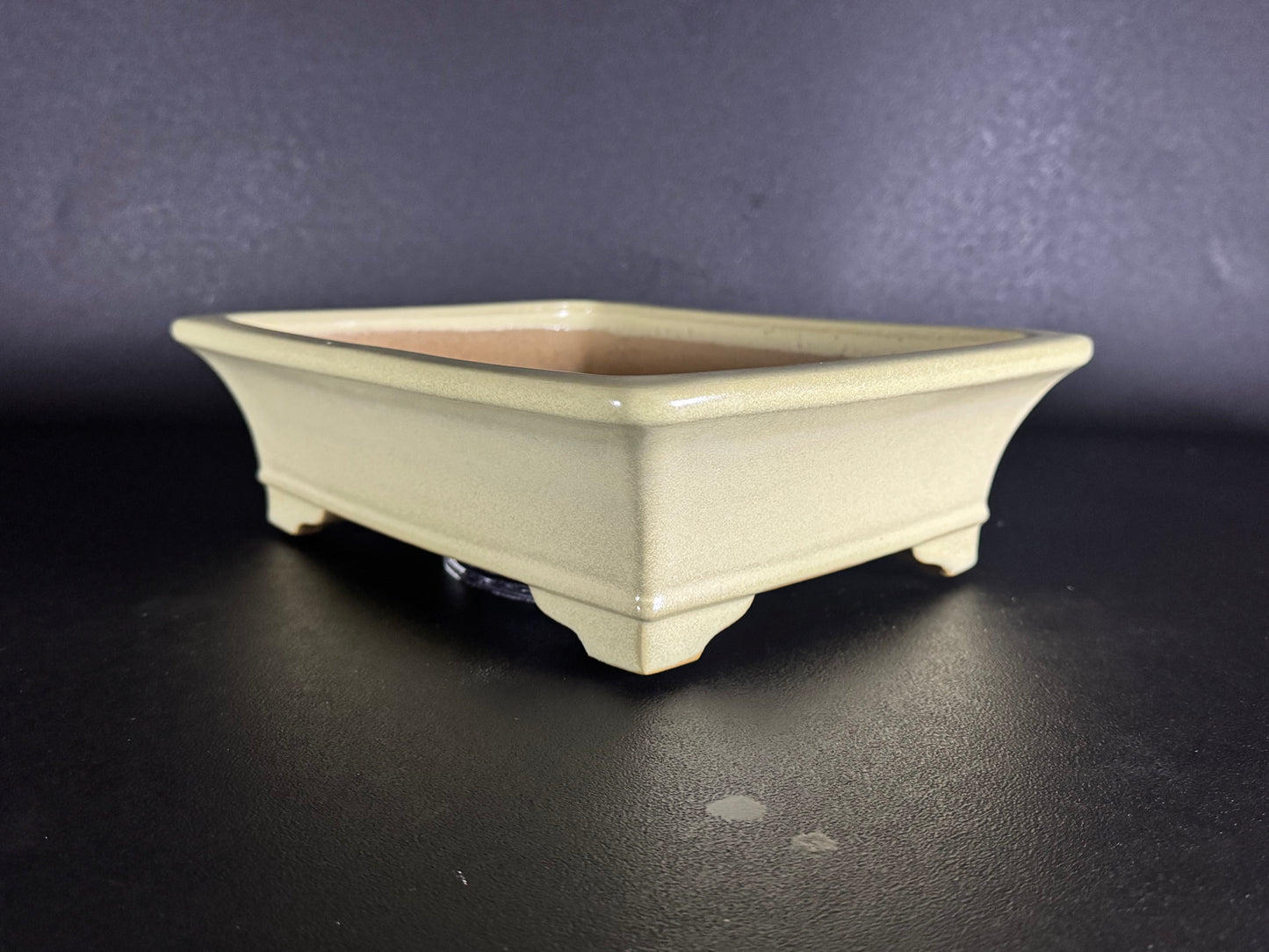 Yamafusa Koie 山房鯉江 — 4th Generation / Sambo 四代目 山房 — Tokoname, Aichi（常滑市）— 31.2cm Rectangular Light Cream Glazed Bonsai Pot（長方鉢・淡クリーム釉）