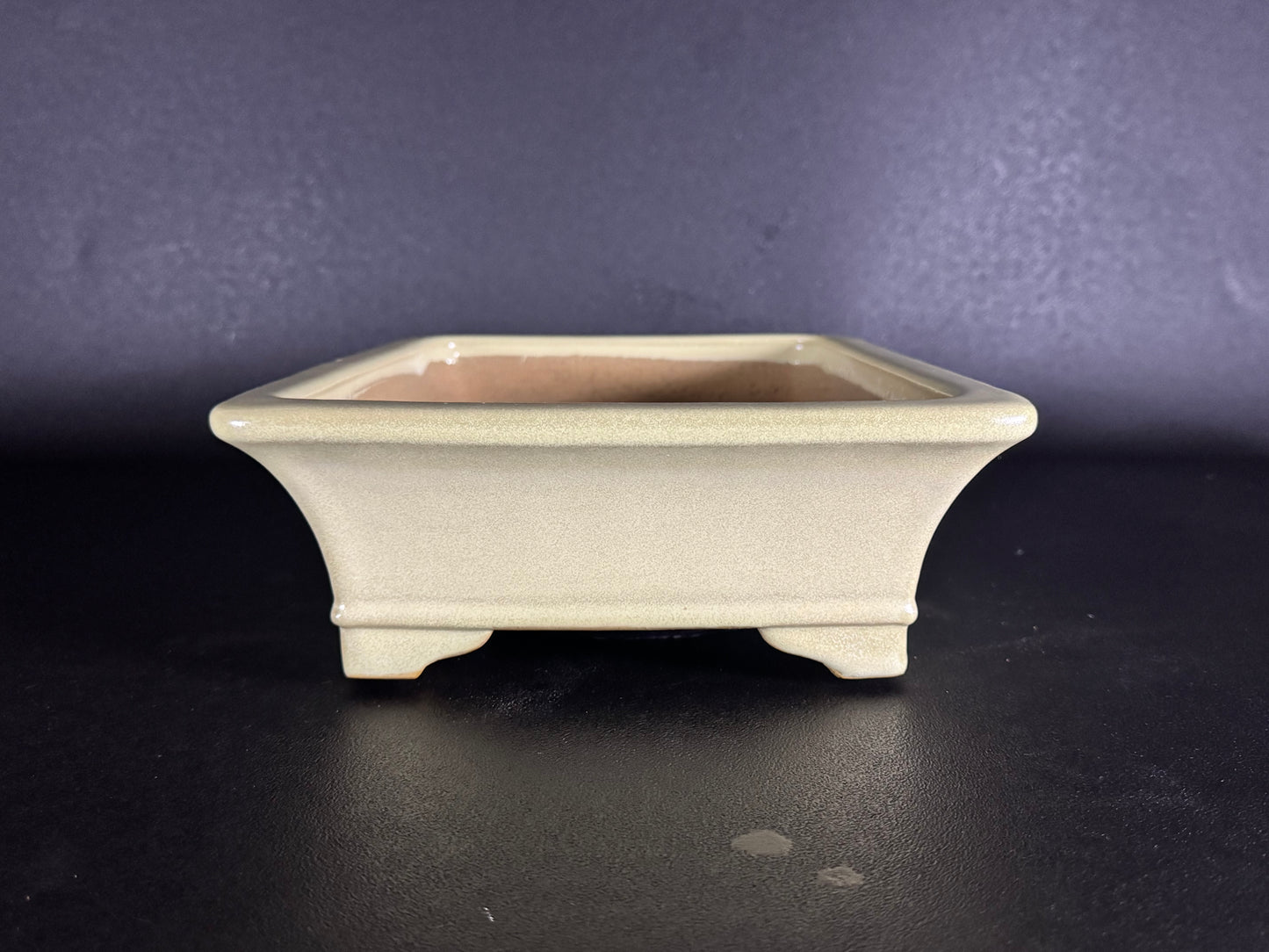 Yamafusa Koie 山房鯉江 — 4th Generation / Sambo 四代目 山房 — Tokoname, Aichi（常滑市）— 31.2cm Rectangular Light Cream Glazed Bonsai Pot（長方鉢・淡クリーム釉）