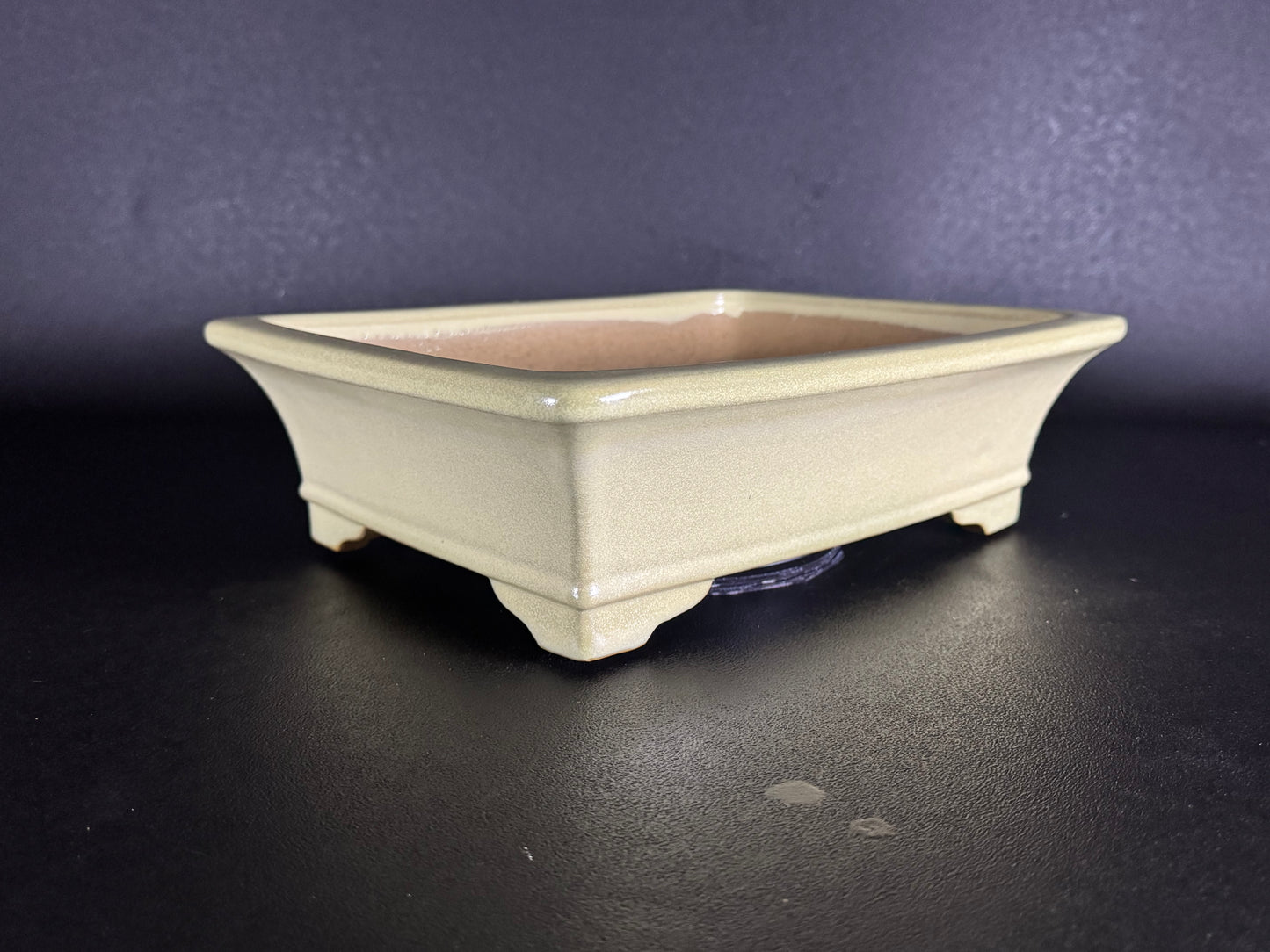 Yamafusa Koie 山房鯉江 — 4th Generation / Sambo 四代目 山房 — Tokoname, Aichi（常滑市）— 31.2cm Rectangular Light Cream Glazed Bonsai Pot（長方鉢・淡クリーム釉）