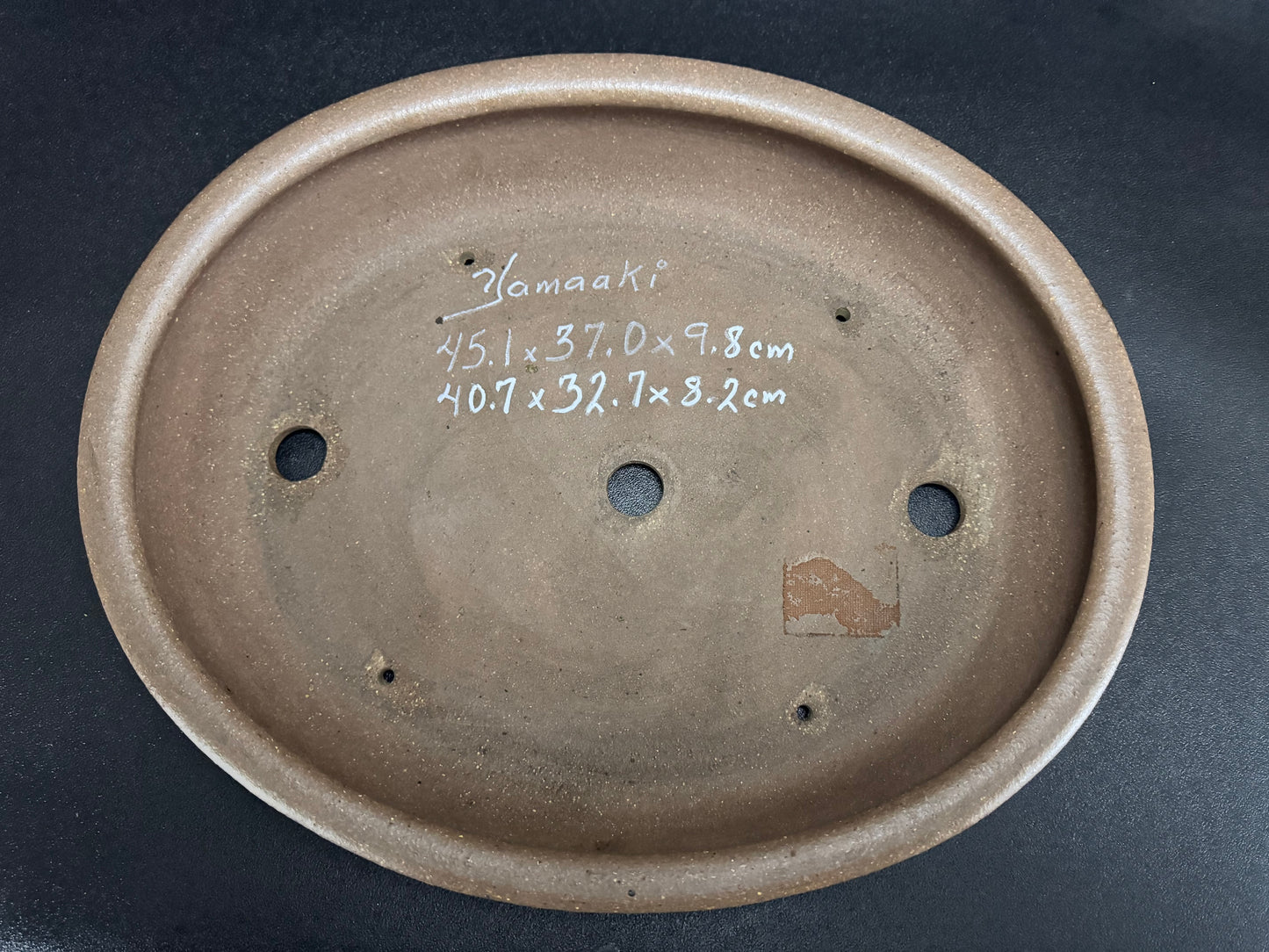 YAMAAKI 2nd Generation, Kataoka Sadamitsu / Koshosen 小松泉 - Tokoname 常滑 - 45.1cm Oval Pear-Skin Unglazed Bonsai Pot 梨皮泥楕円鉢