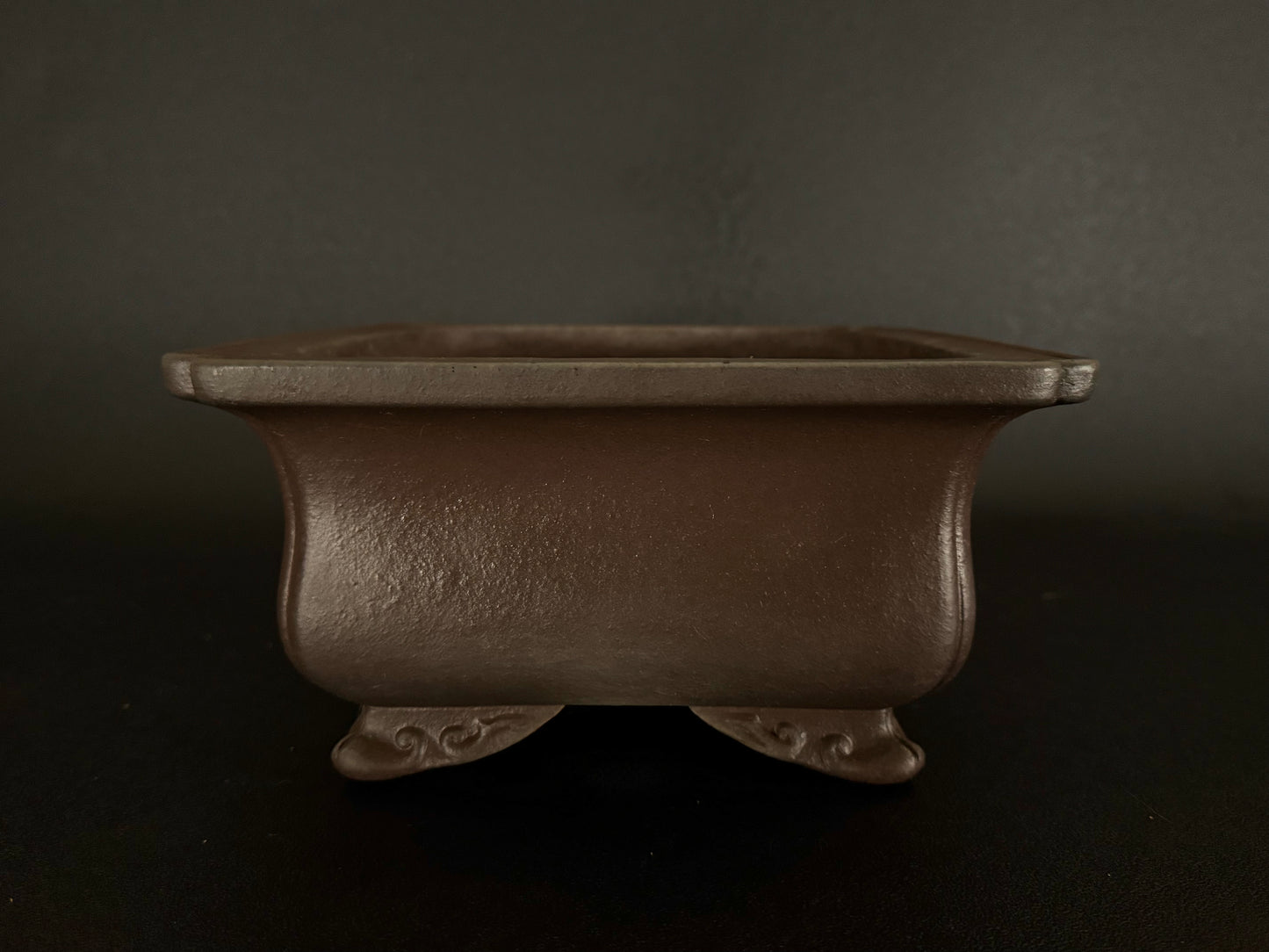 YAMAAKI 3rd Generation (Kataoka Toshio) "爪描き"- 常滑- 31.5 Rectangular Unglazed Bonsai Pot 長方鉢 無釉