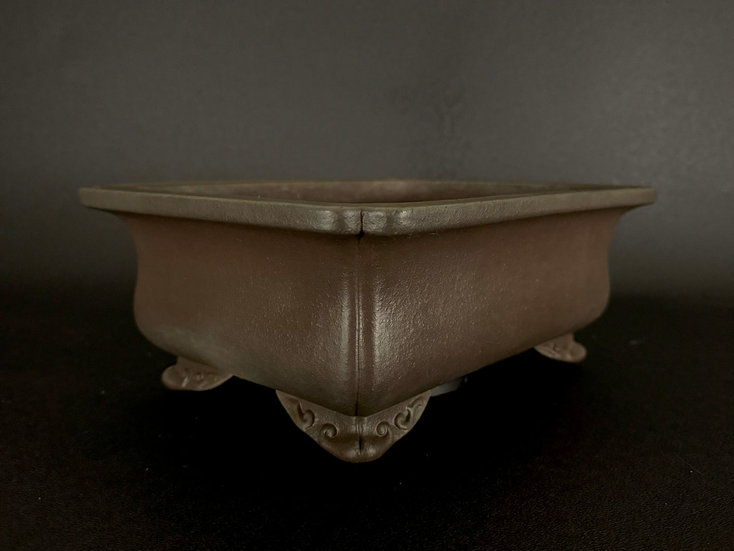 YAMAAKI 3rd Generation (Kataoka Toshio) "爪描き"- 常滑- 31.5 Rectangular Unglazed Bonsai Pot 長方鉢 無釉