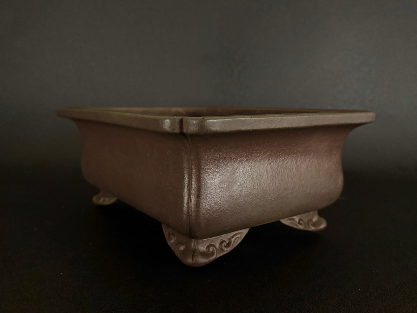 YAMAAKI 3rd Generation (Kataoka Toshio) "爪描き"- 常滑- 31.5 Rectangular Unglazed Bonsai Pot 長方鉢 無釉