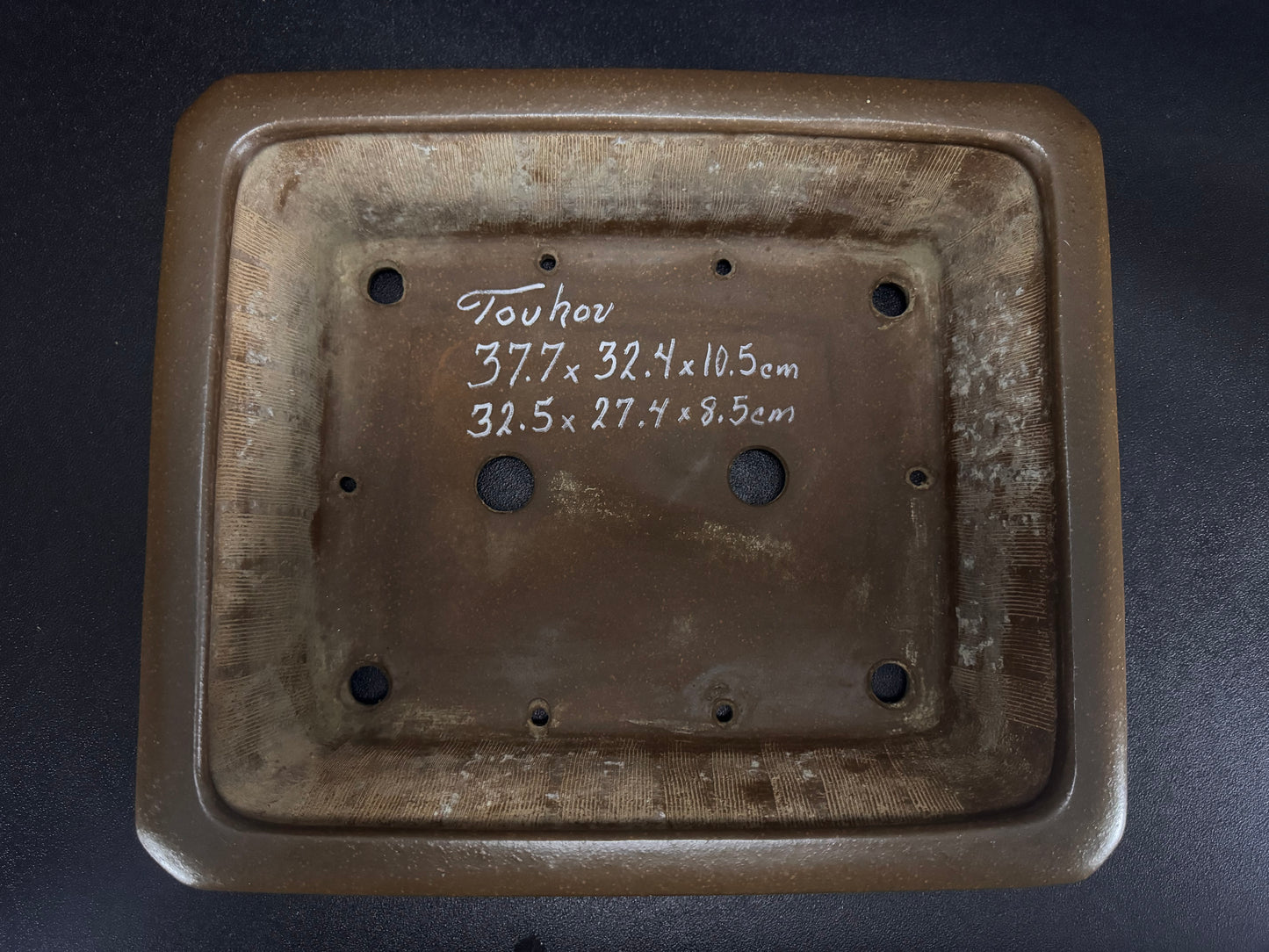 TOUHOU (陶峰) Hand signed 爪描き - 常滑 - 37.7cm Rectangle (長方鉢) Unglazed 無釉