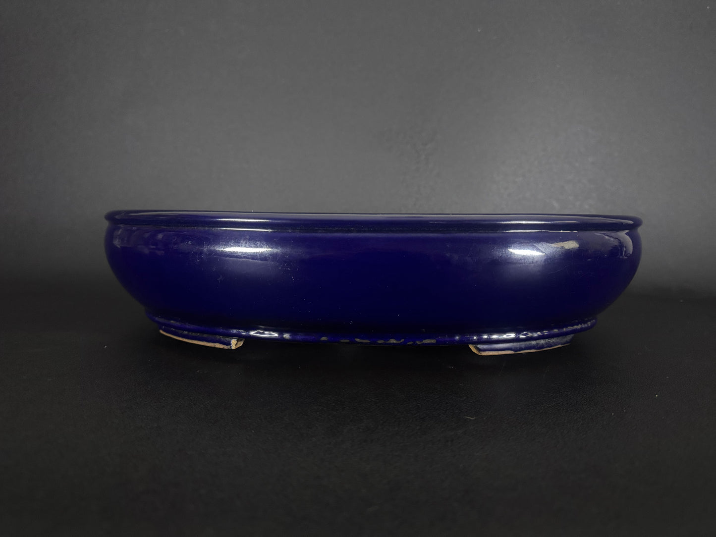 Hattori (陶峰) Hand signed 爪描き - 常滑 – 44.2cm Oval glazed Oval (楕円鉢) Glazed 釉薬