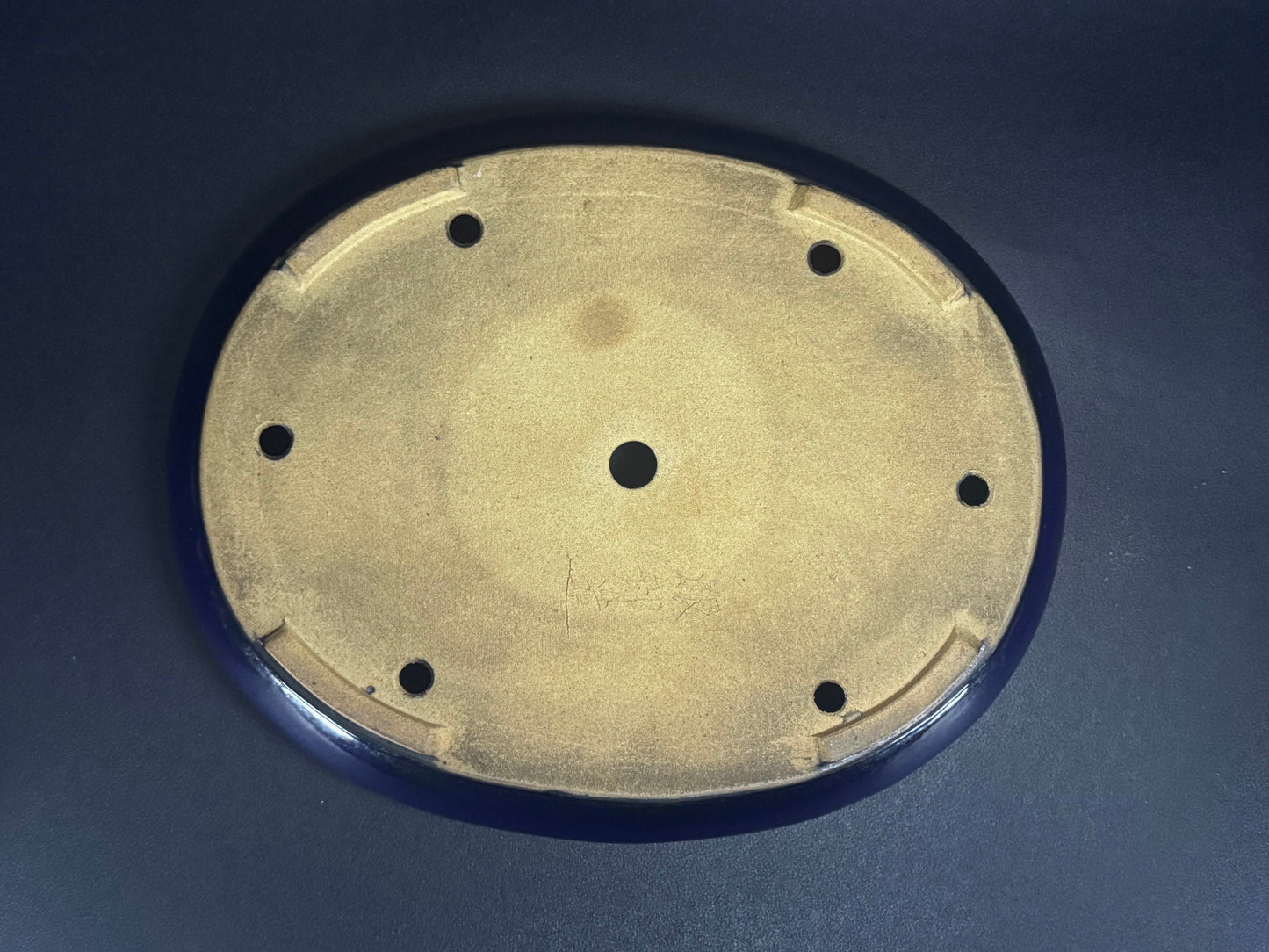 Hattori (陶峰) Hand signed 爪描き - 常滑 – 44.2cm Oval glazed Oval (楕円鉢) Glazed 釉薬