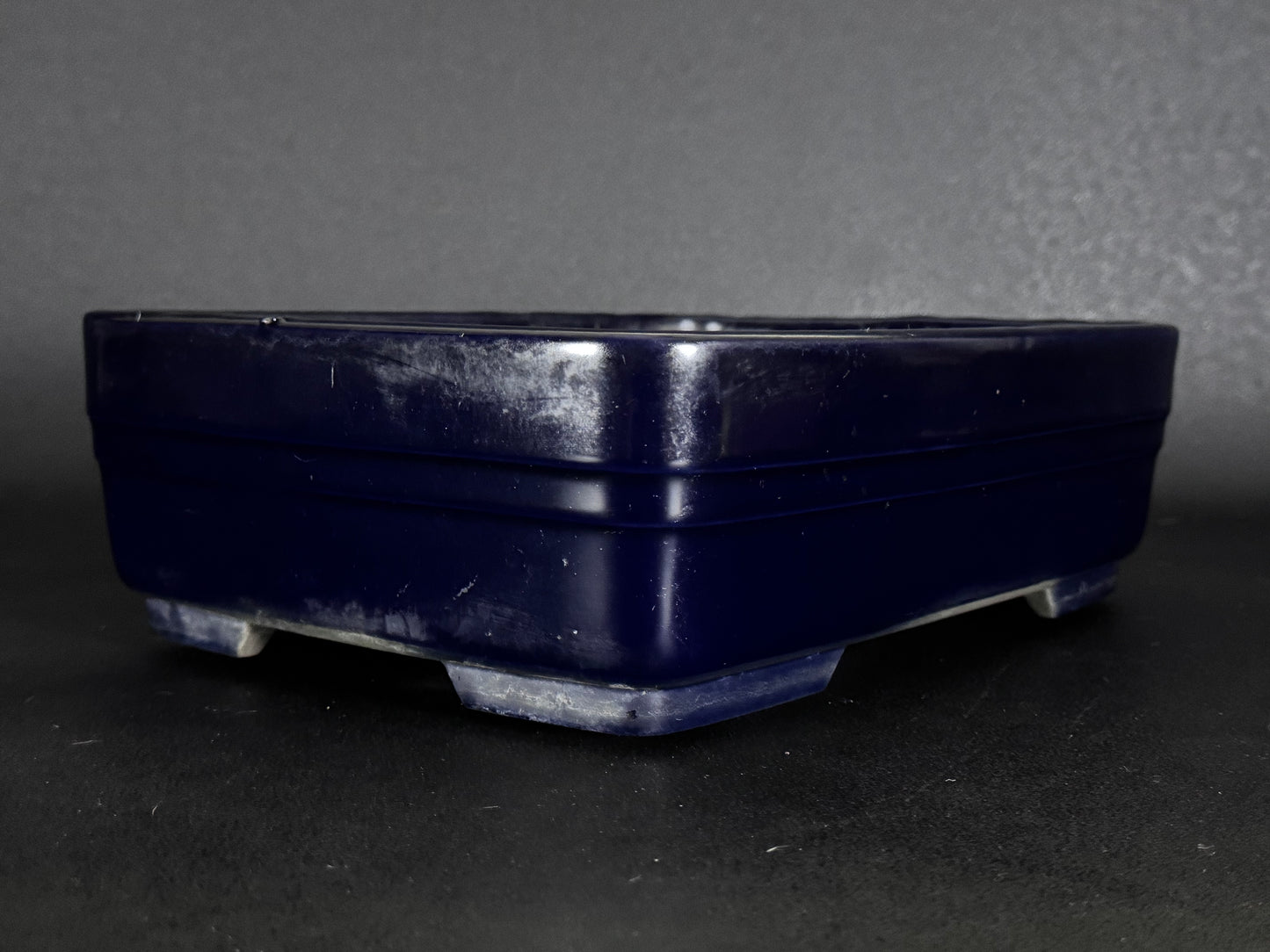 Yohen 窯変 – 常滑市 – 31.3cm Rectangular Glazed Deep Navy Blue / 濃紺釉 (Noukon-yu) 長方形