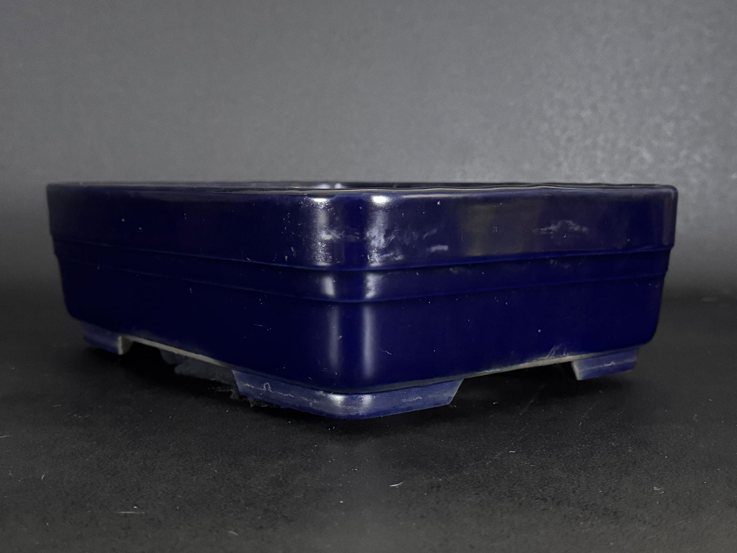 Yohen 窯変 – 常滑市 – 31.3cm Rectangular Glazed Deep Navy Blue / 濃紺釉 (Noukon-yu) 長方形